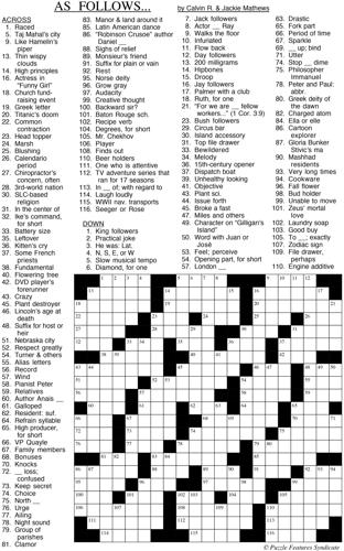 As Follows Crossword Puzzle | Fun | thesuburban.com