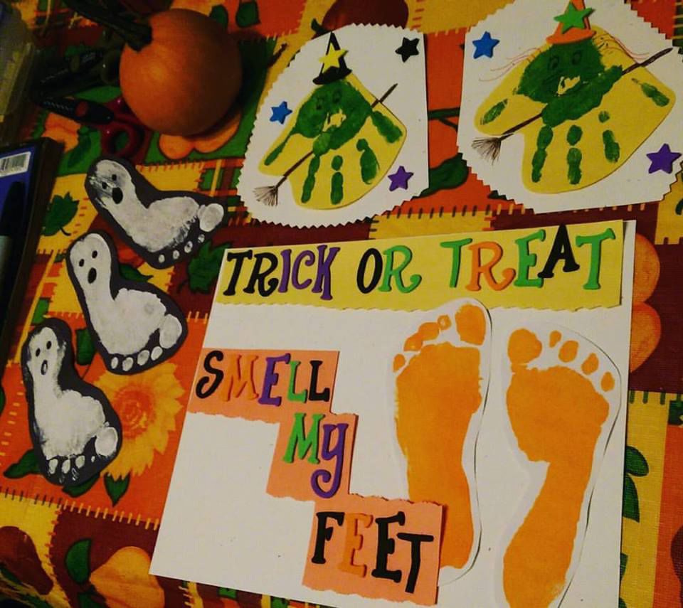 Hand and footprint crafts for Halloween Parenting 101