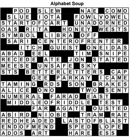Alphabet Soup Crossword Solution | Fun | thesuburban.com