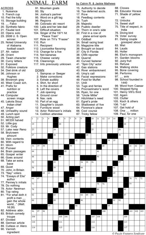 Animal Farm Crossword Puzzle Fun