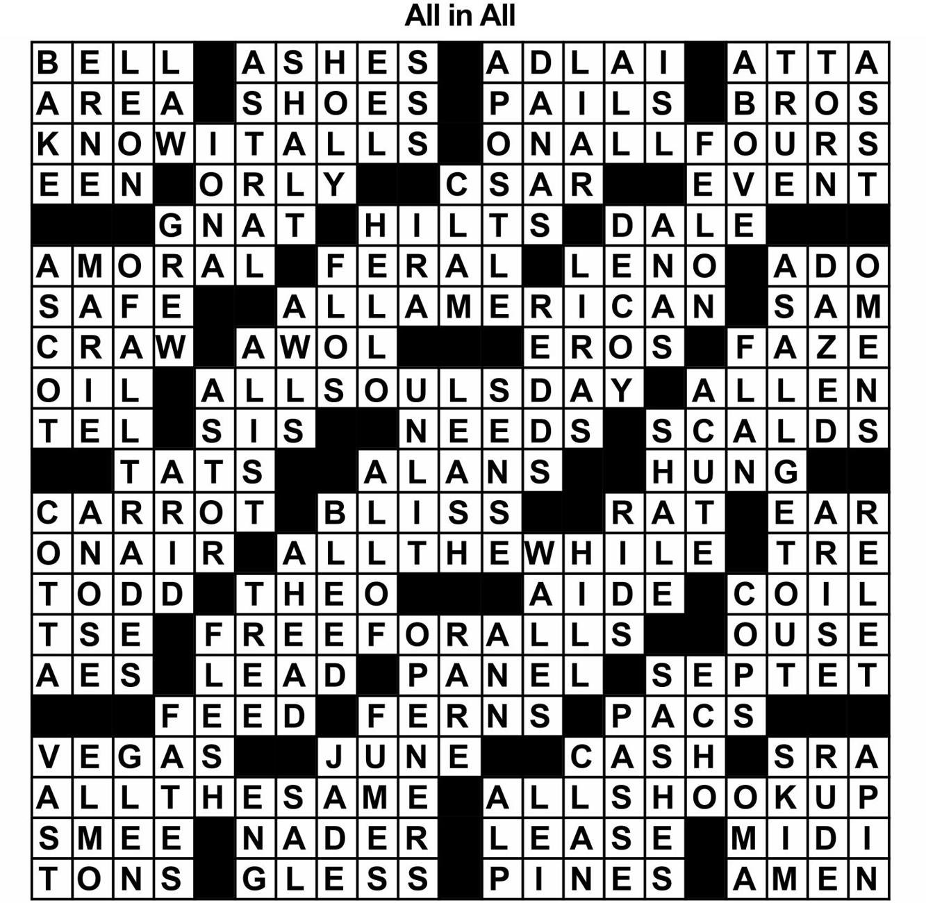 All in All Crossword Solution Fun thesuburban com