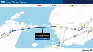Overnight closure planned on the l’Île-aux-Tourtes