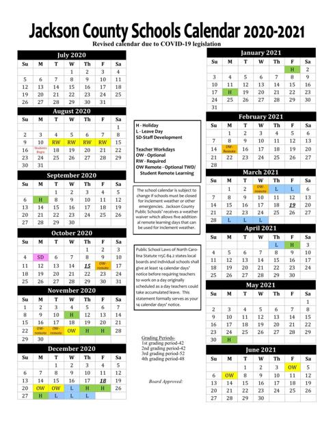 Jackson County Nc School Calendar