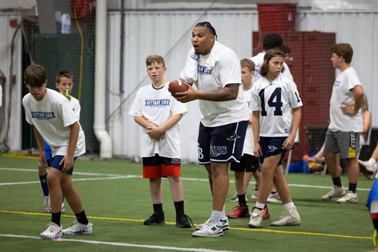 Penn State football players hold camp at Riverfront Sports Complex in