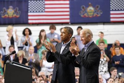 Joe Biden and Barack Obama at Lackawanna College in 2013