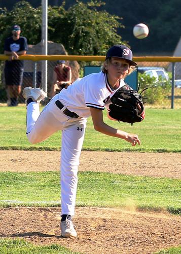 Westerly pitcher Jack Parker (11) delivers from the mound during the first inning of the Westerly vs Warwick-North U12 National All-Star baseball game played Sunday evening, June 26, 2022, at the Trombino Sports Complex, Westerly, RI. | Jackie L. Turner...