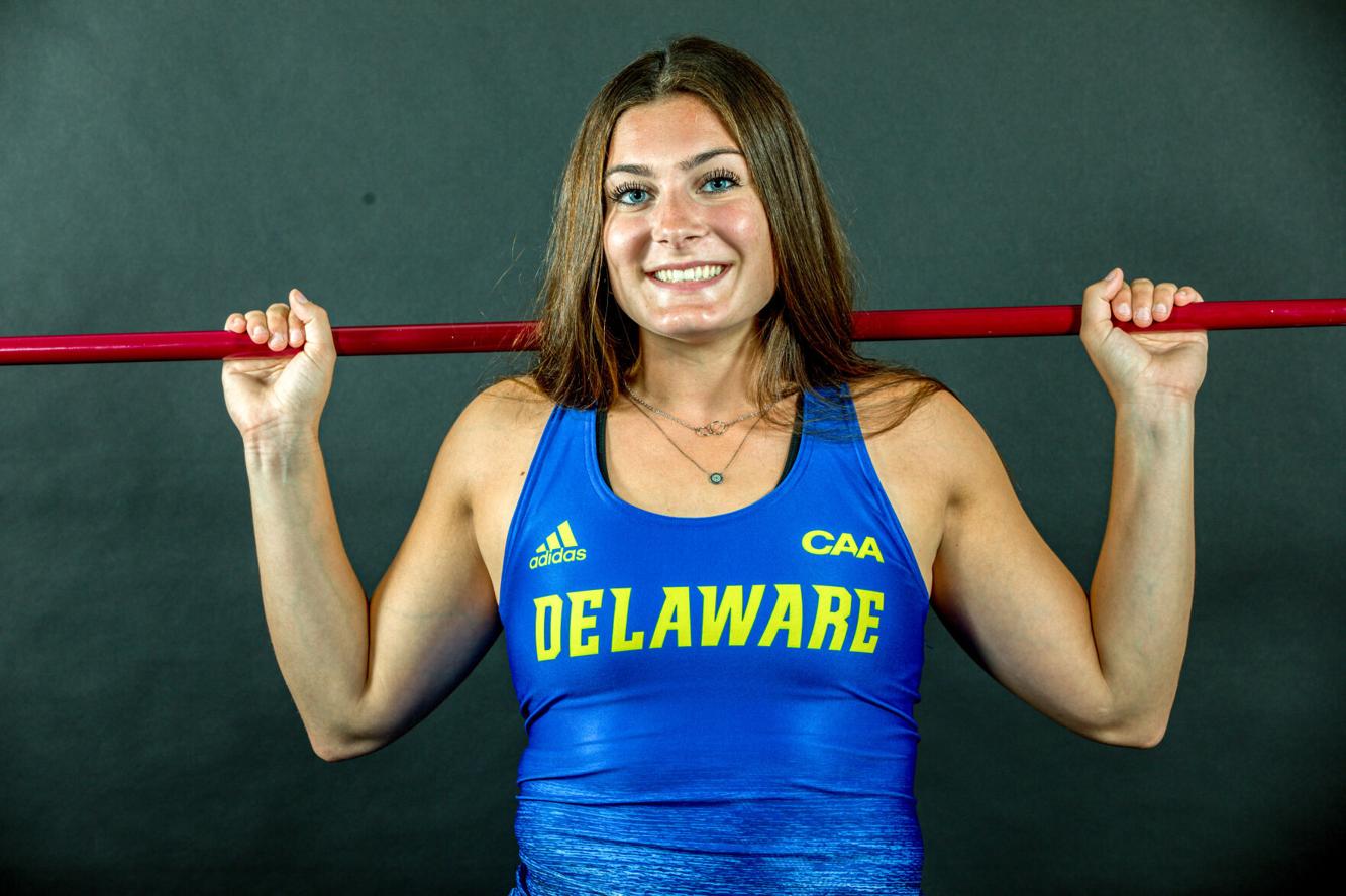 College track and field Delaware javelin thrower Albamonti breaks own