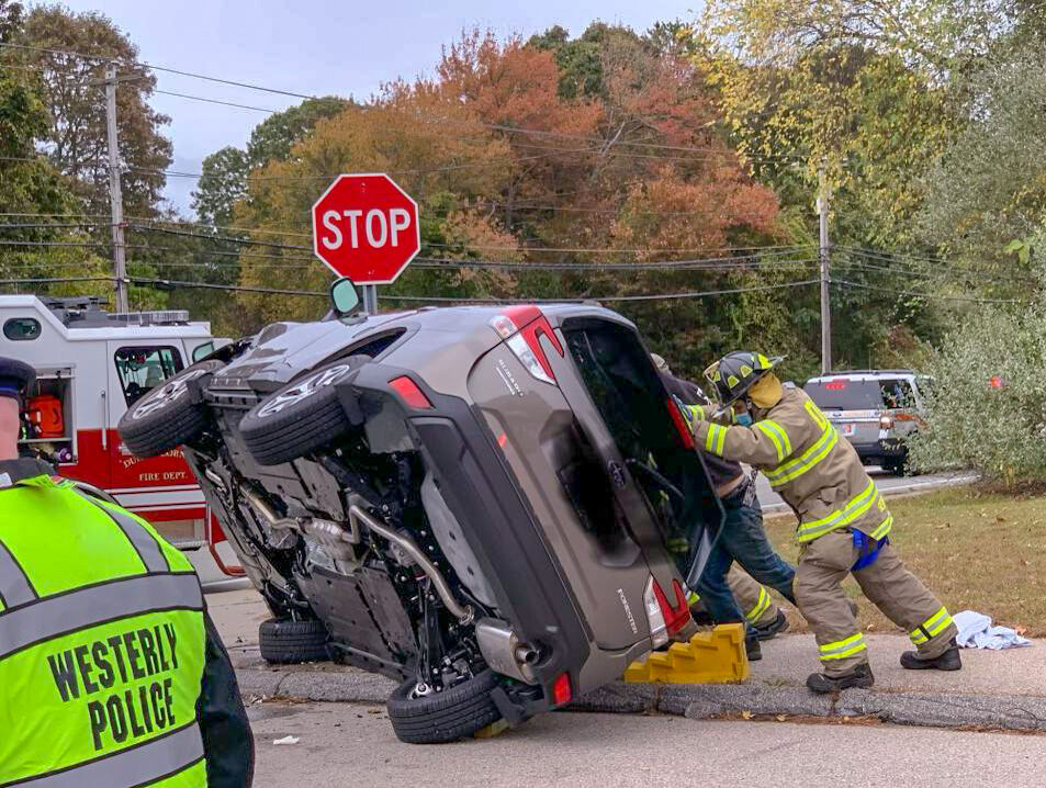 One injured in twocar crash, rollover on Route 1 in Westerly Police