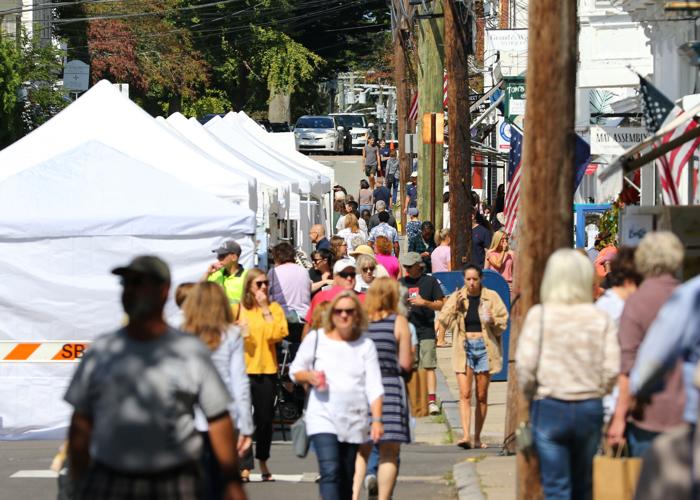 The sidewalks in Stonington Borough were busier than usual Saturday, September 17, 2022, as hundreds of visitors converged on Water Street to enjoy the Stonington Borough Merchants Association Art Walk, now in its fourth year. | Karen Stellmaker, Specia...
