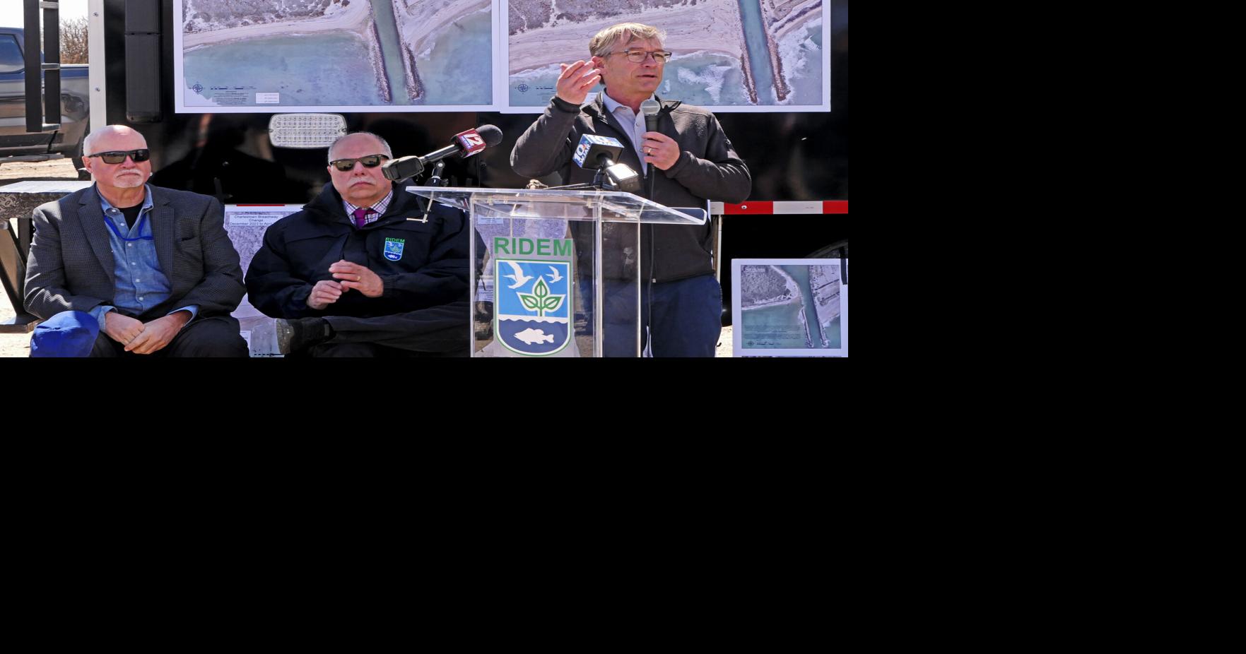 State and town officials celebrate completion of Charlestown Breachway repair project