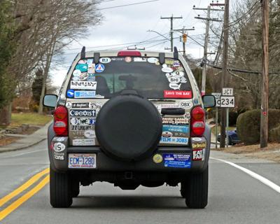 Many bumper stickers