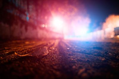STOCK - police lights on road