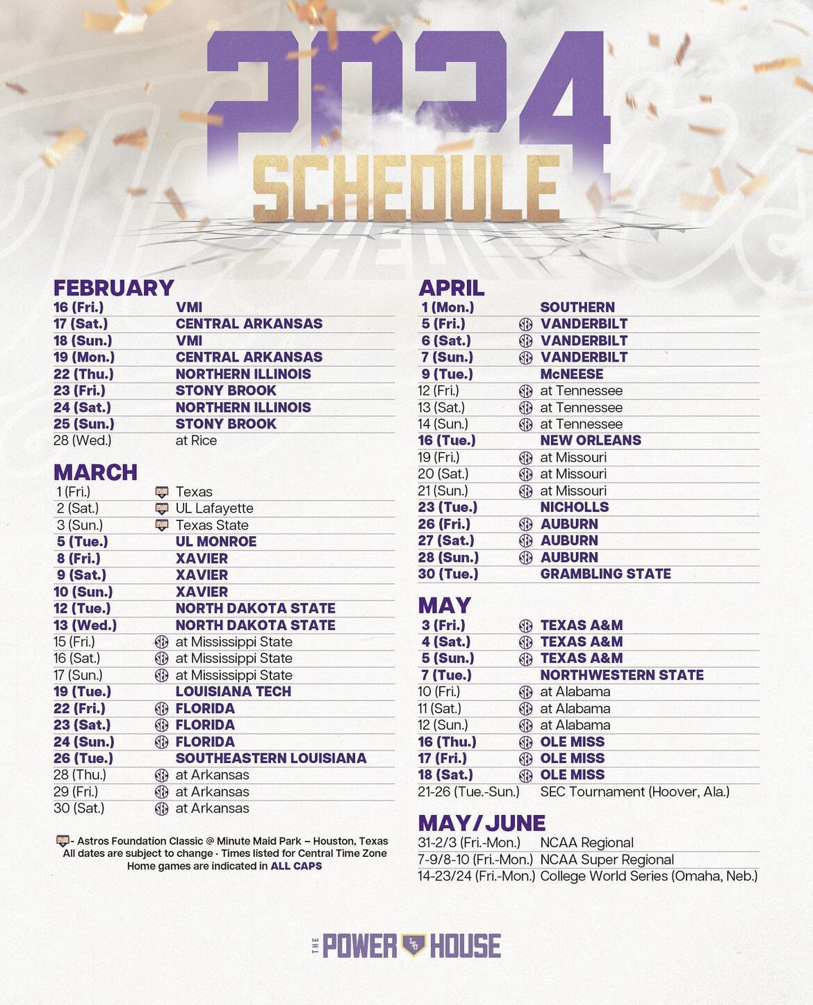 Printable Lsu Baseball Schedule 2024 Lory Silvia