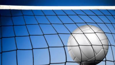Volleyball in net