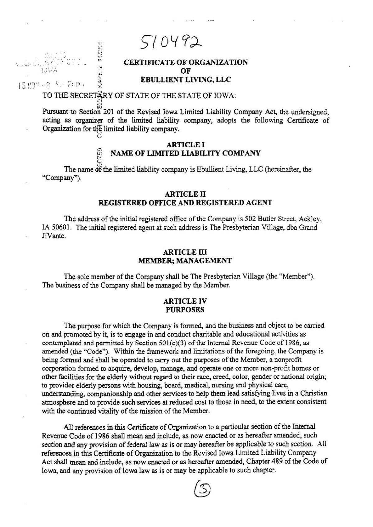 Iowa Certificate Of Organization Template Iowa Certificate Of Organization Template