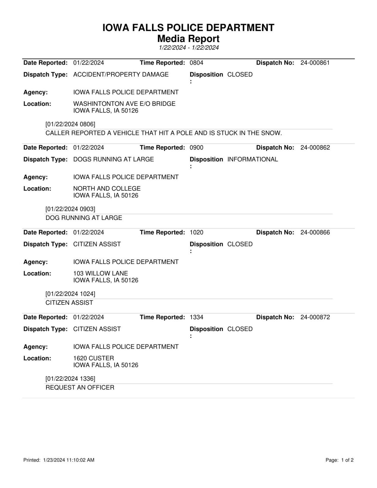 Jan 22 2024 Iowa Falls Police Log Timescitizen Com   65b12964e9b31.preview 