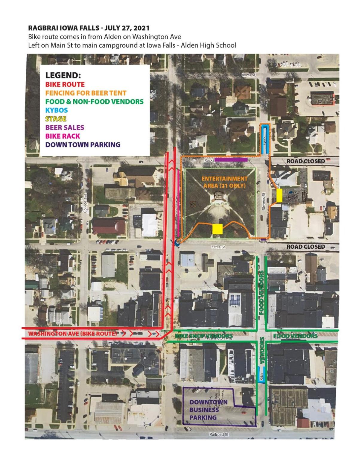 RAGBRAI Iowa Falls Downtown Road Closures