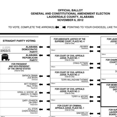 Sample ballots for Tuesday's general election | Archives | timesdaily.com