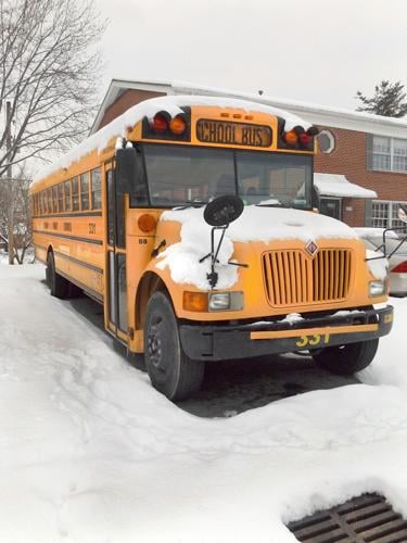 School bus in the snow