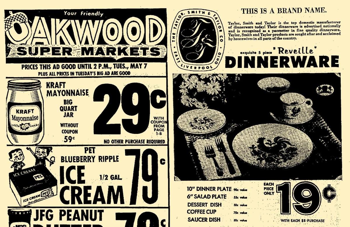 Oakwood Super Markets advertisement for Reveille dinnerware promotion