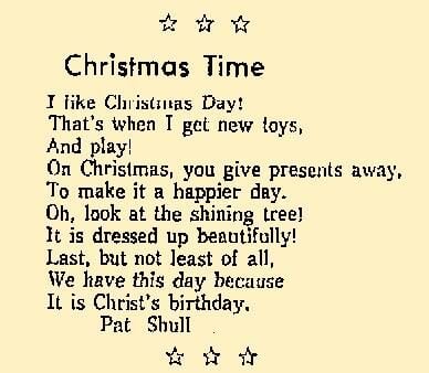 'Christmas Time,' a poem by then-future Mayor Pat Shull