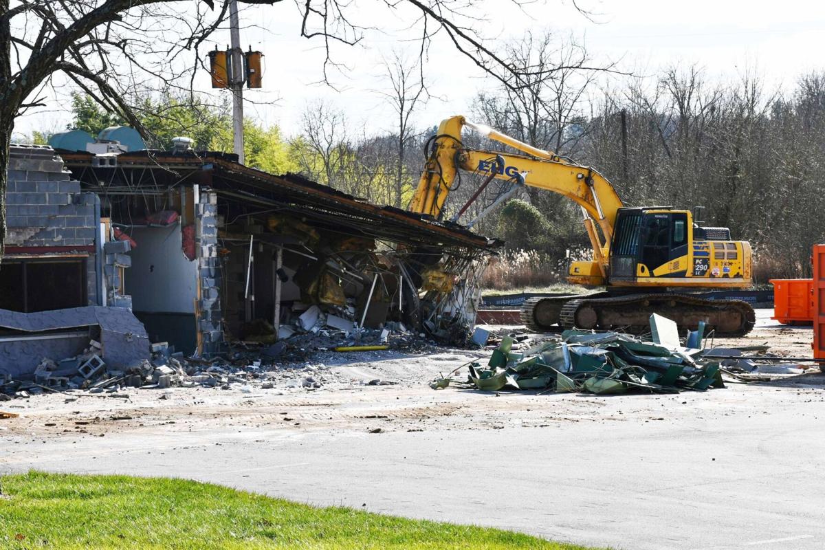 Demolition is underway at the former Rush Street Neighborhood Grill building