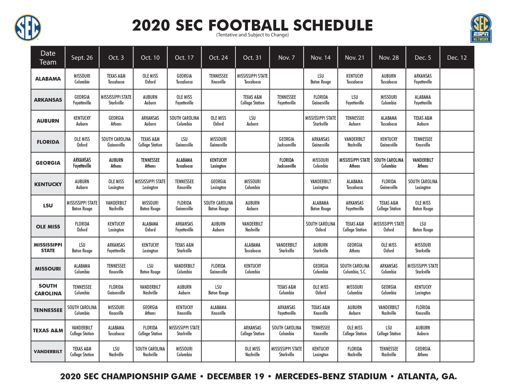 Sec schedule deals football