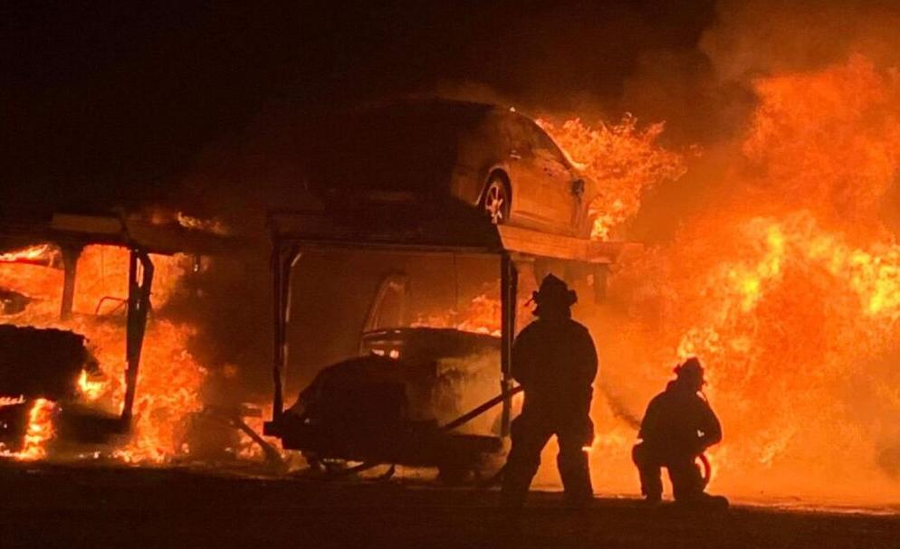 Massive Fire Involving Three Car Haulers Five Cars Lights Up Sky Near Rogersville News Timesnews Net