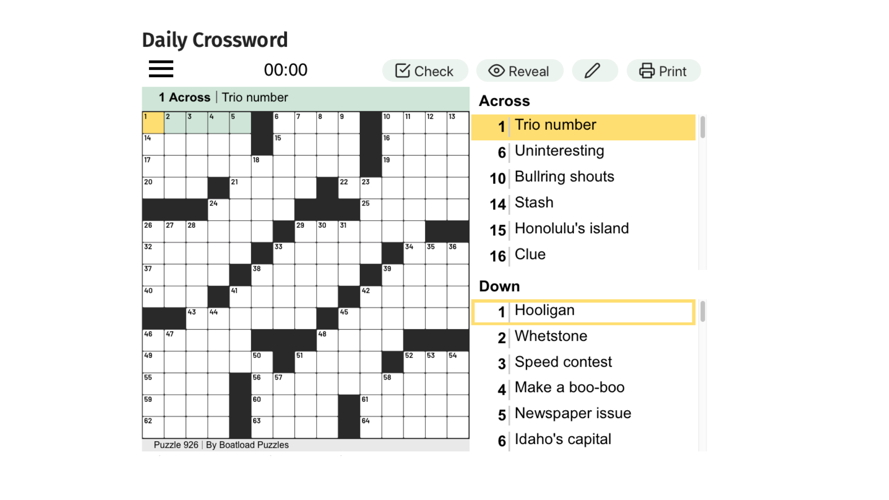 Daily crossword puzzle shop printable