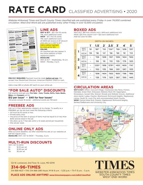 Classified Rate Card 2020 Timesnewspapers Com