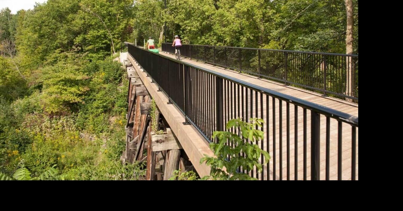 This 1870s Ontario railway hub has a historic trestle bridge tucked among lush nature