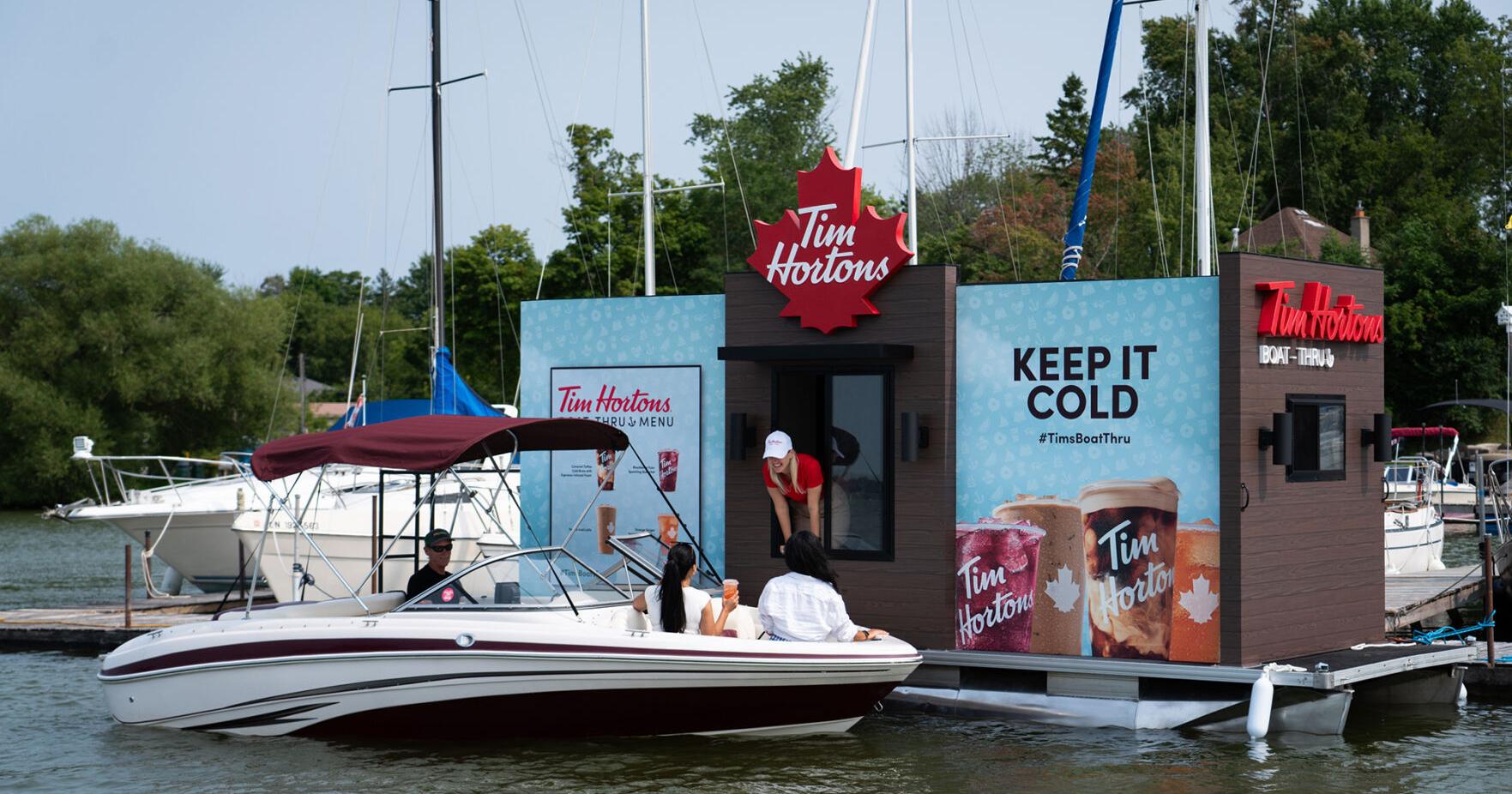 No cars allowed: At this Tim Hortons kiosk near Port Perry, only patrons who arrive by watercraft can get a free cold drink at the first-ever Timmies 'Boat-Thru' - Vimarsana News