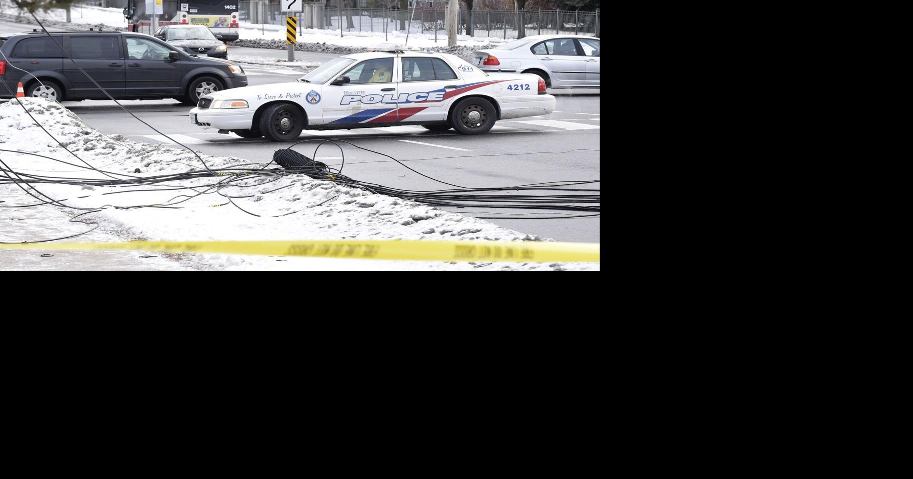 Finch and McCowan closed after dump truck takes down wires