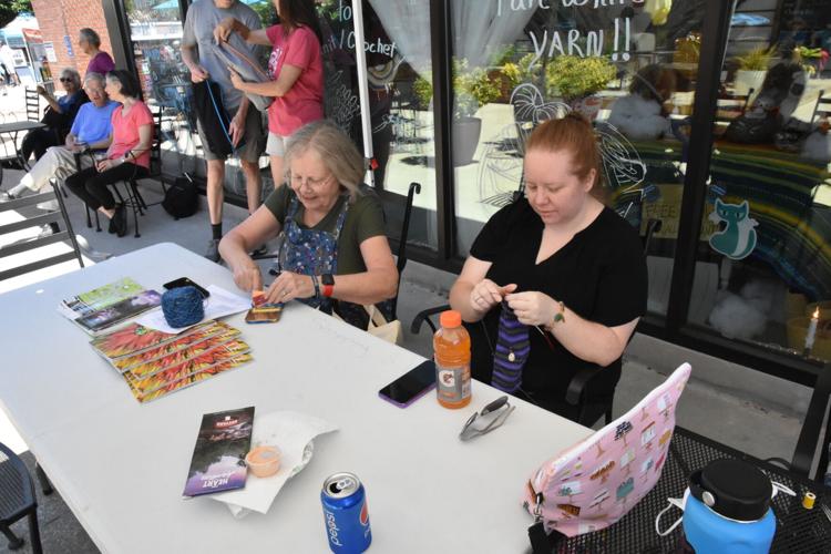 Mother and daughter knitting duo Pam Covington (left) and Emerald Pearson