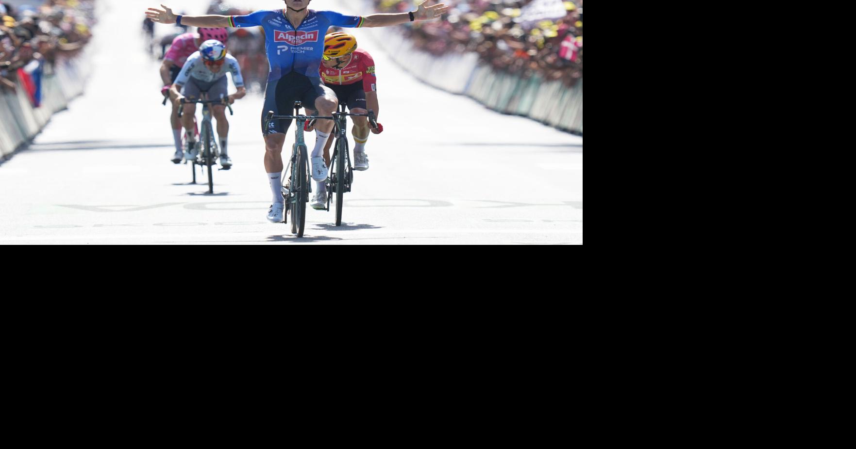 Van der Poel powers to victory on 9th stage of Tour de France and Pogacar keeps yellow jersey