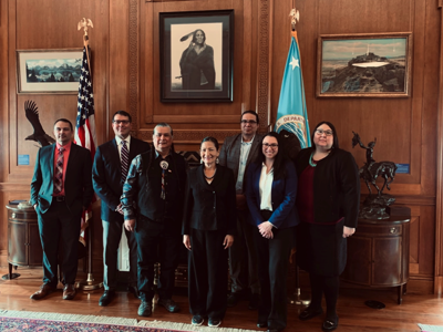 FROM LEFT TO RIGHT: Cody Desautel, Brian Gunn, Andy Joseph, Jr., Sec. Deb Haaland, (pictured in the middle) along with her Staff all met on March, 30 to discuss a number of topics.