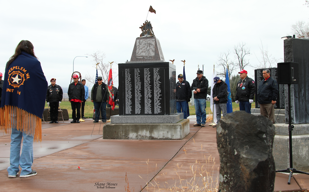 Scenes from an honoring ceremony held for Colville tribal and non-tribal Veterans, Thursday (Nov. 11) morning at the Veterans Memorial Monument at the Government Center on the Agency Campus. Veterans shared their stories with those present at the ceremony.