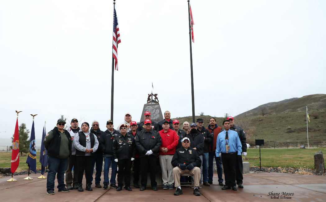 Scenes from an honoring ceremony held for Colville tribal and non-tribal Veterans, Thursday (Nov. 11) morning at the Veterans Memorial Monument at the Government Center on the Agency Campus. Veterans shared their stories with those present at the ceremony.