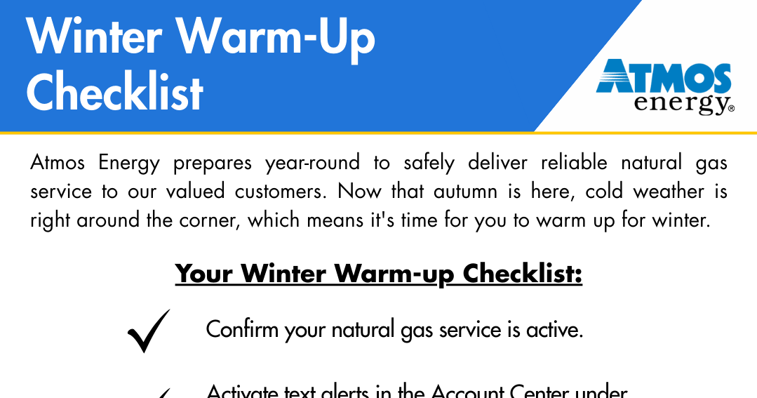 Prepare for cold weather with the ‘Winter Warm-Up Checklist’ from Atmos Energy