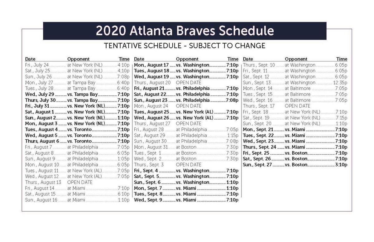 Braves release schedule for shortened 60-game season | State & National