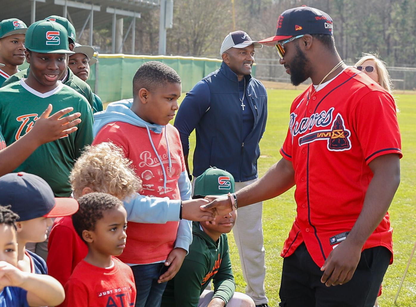 Atlanta Braves Michael Harris celebrate by Stockbridge High