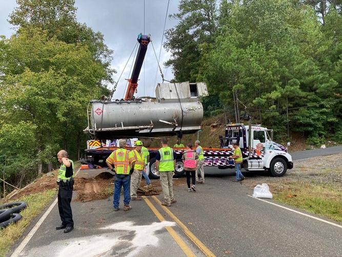 Tanker truck spills chemical, aviation fuel in rollover crash Sunday ...