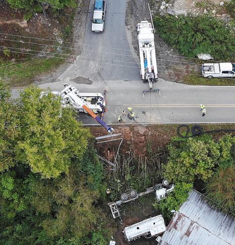 Tanker truck spills chemical, aviation fuel in rollover crash Sunday ...