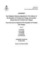 JUDGMENT Ravi Balgobin Maharaj (Appellant) v The Cabinet of  the Republic of Trinidad and Tobago