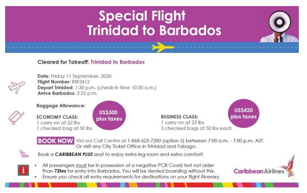 caribbean airlines business class baggage allowance