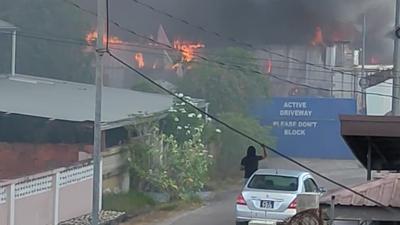 Explosion, raging fire at Longdenville business