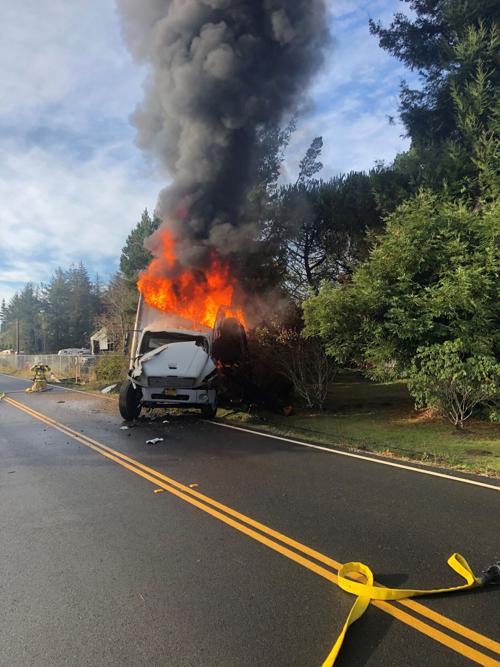 Fire destroys truck