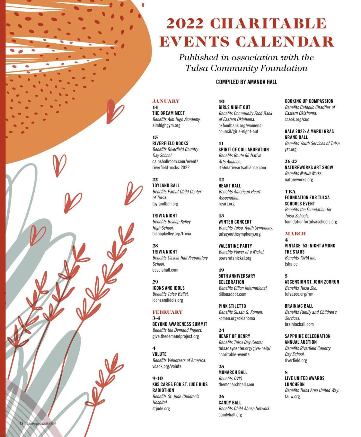 2022 Charitable Events Calendar