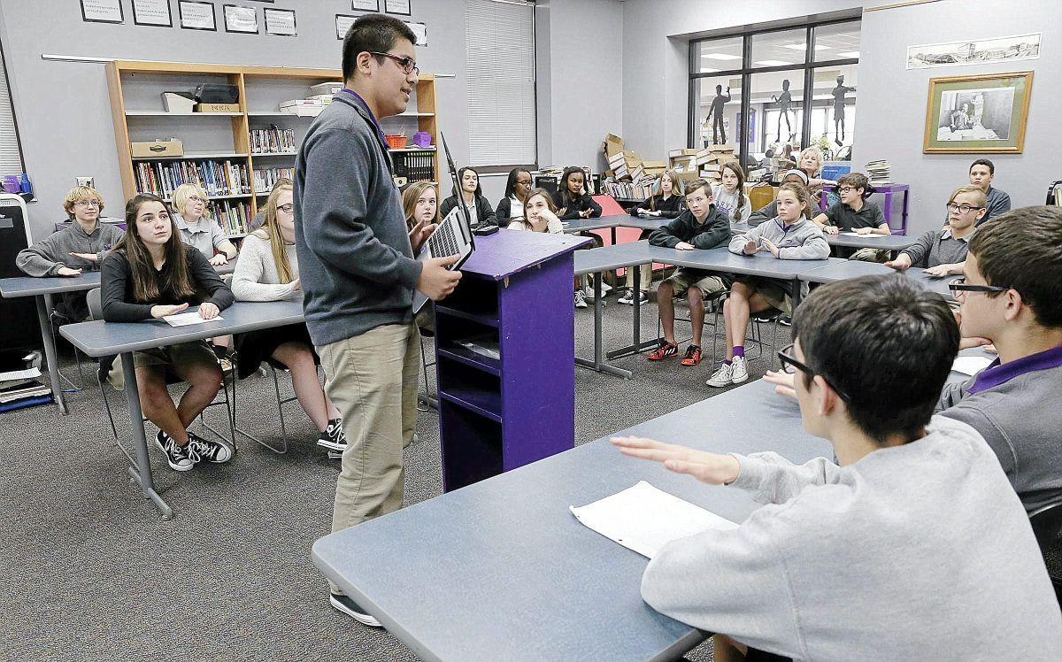Carver Middle School 8thgraders hold fantasy election campaign