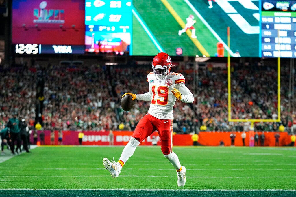 Kansas City Chiefs cornerback Trent McDuffie comes onto the field during  introductions before playing the Cincinnati Bengals in the NFL AFC  Championship playoff football game, Sunday, Jan. 29, 2023 in Kansas City